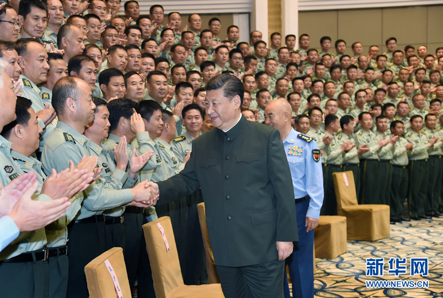 6月22日，正在山西省考察工作的中共中央總書記、國家主席、中央軍委主席習近平在太原接見駐晉部隊師以上領導干部和建制團單位主官。新華社記者 琚振華 攝