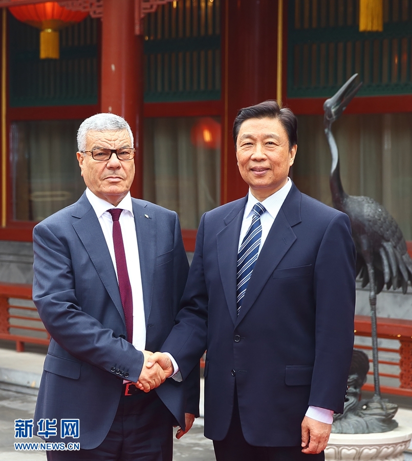 4月6日，國家副主席李源潮在北京會見由總書記薩伊達尼率領(lǐng)的阿爾及利亞民族解放陣線黨代表團。 新華社記者 丁海濤 攝