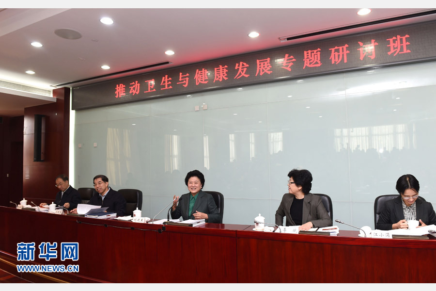 11月14日，中央組織部、國(guó)家衛(wèi)生計(jì)生委、國(guó)家行政學(xué)院聯(lián)合舉辦的省部級(jí)干部“推動(dòng)衛(wèi)生與健康發(fā)展”專(zhuān)題研討班在北京舉行。中共中央政治局委員、國(guó)務(wù)院副總理劉延?xùn)|出席開(kāi)班式并講話。新華社記者 饒愛(ài)民 攝