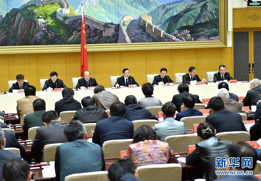 1月13日，中共中央政治局委員、中宣部部長、全國“掃黃打非”工作小組組長劉奇葆在北京出席第三十次全國“掃黃打非”工作電視電話會議。新華社記者 李濤 攝