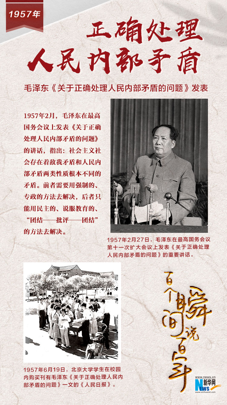 1957，正確處理人民內(nèi)部矛盾