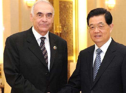 胡錦濤會(huì)見埃及總統(tǒng)特使、外長(zhǎng)阿姆魯