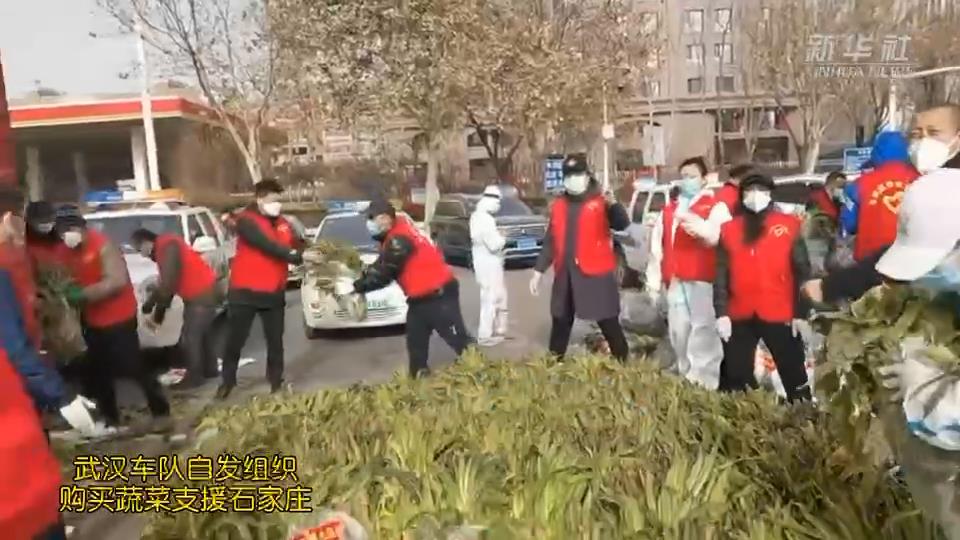 武漢車(chē)隊(duì)自發(fā)組織購(gòu)買(mǎi)的蔬菜，到石家莊了！