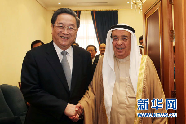11月6日，正在巴林進行正式友好訪問的全國政協(xié)主席俞正聲在麥納麥會見巴林副首相穆罕默德。 新華社記者劉衛(wèi)兵攝