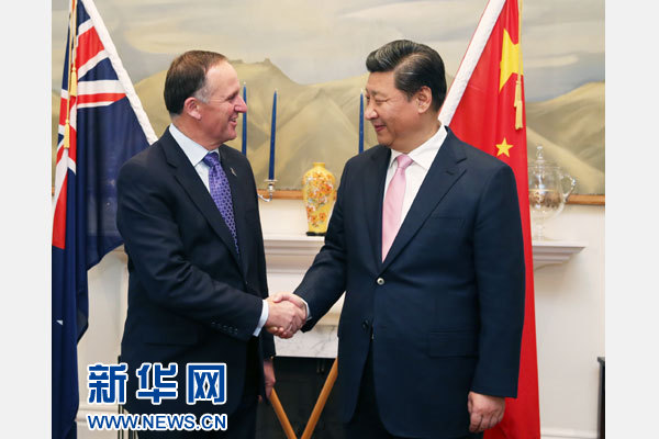 11月20日，中國國家主席習近平在惠靈頓同新西蘭總理約翰·基舉行會談。 新華社記者 馬占成 攝
