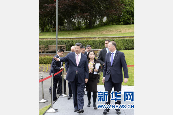 11月20日，中國國家主席習近平在惠靈頓同新西蘭總理約翰·基舉行會談。 新華社記者 李學仁 攝