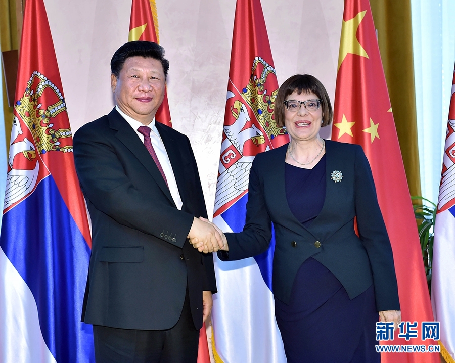 6月18日，國(guó)家主席習(xí)近平在貝爾格萊德會(huì)見(jiàn)塞爾維亞國(guó)民議會(huì)議長(zhǎng)戈伊科維奇。 新華社記者李濤攝