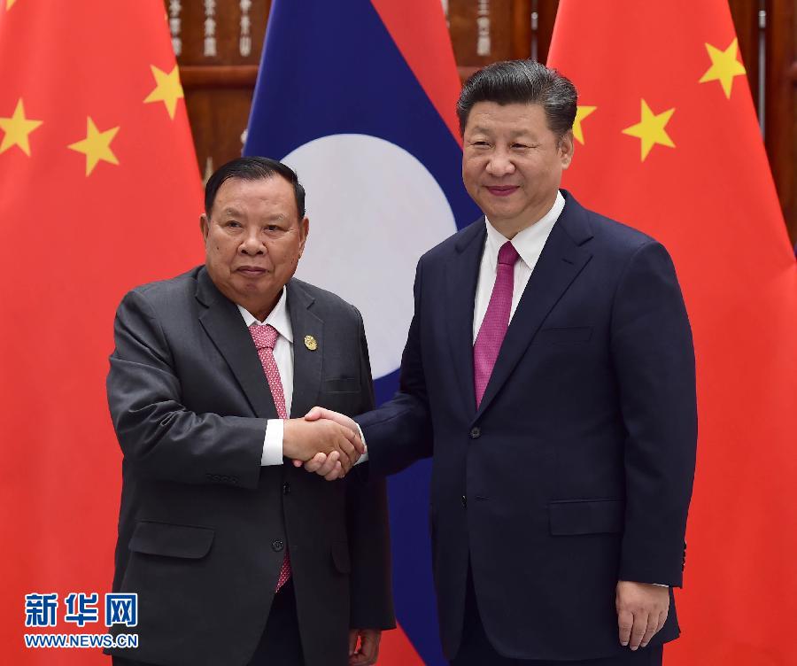 9月2日，國家主席習(xí)近平在杭州會見老撾國家主席本揚(yáng)。新華社記者張鐸攝