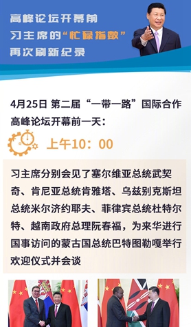 高峰論壇開(kāi)幕前，習(xí)主席的“忙碌指數(shù)”再次刷新紀(jì)錄